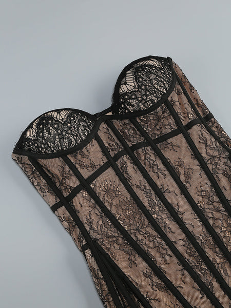 Abnehmbares Maxikleid mit Saumspitze