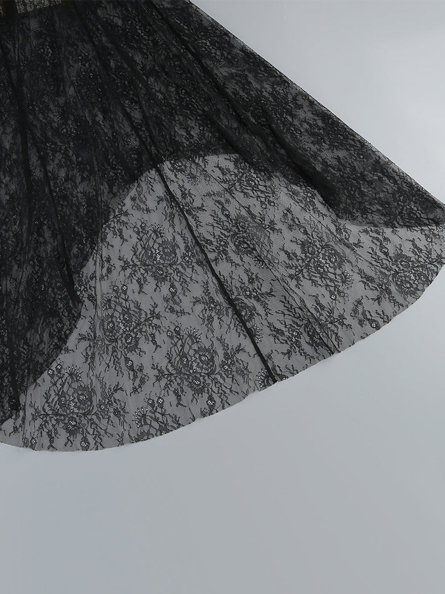 Abnehmbares Maxikleid mit Saumspitze