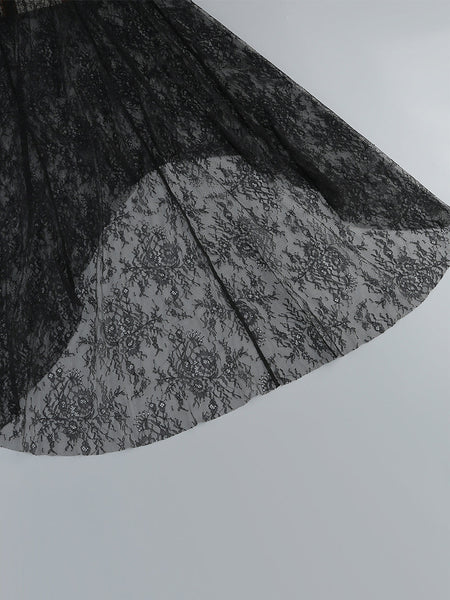 Abnehmbares Maxikleid mit Saumspitze