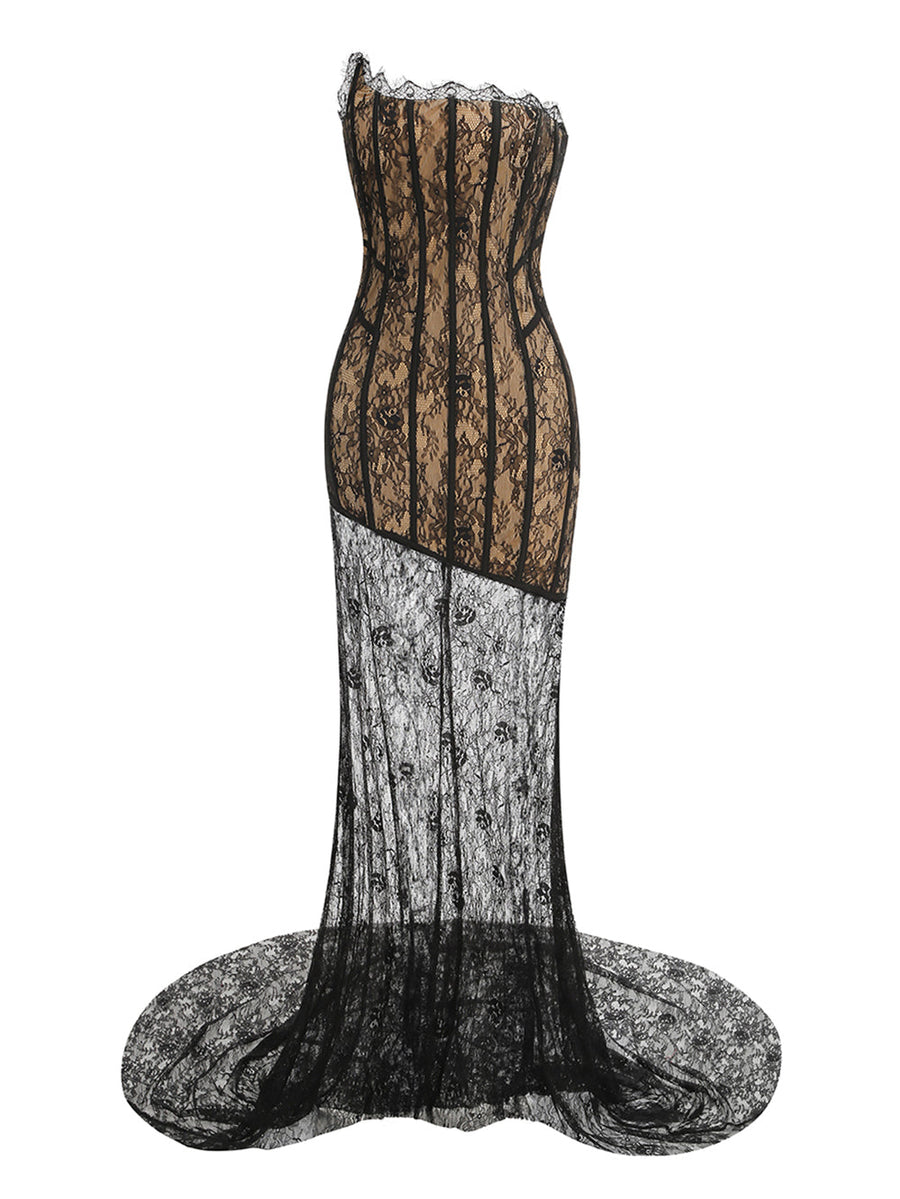 Darcy Siena — Detachable Hem Lace Backless Dress, alternate view 2