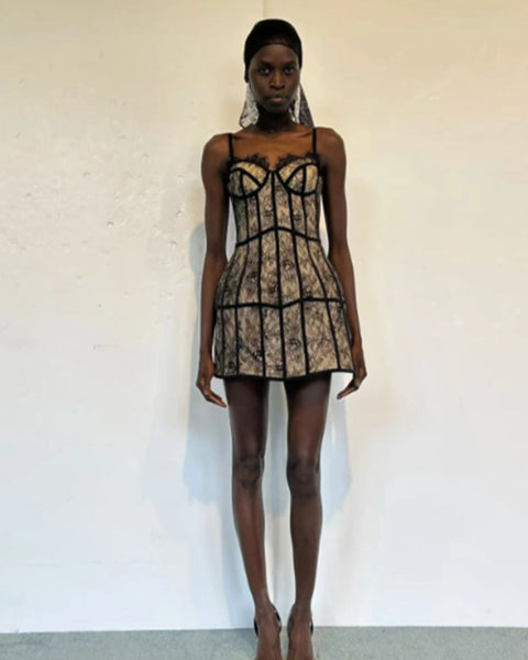 Open Back Lace A-Line Mini Dress