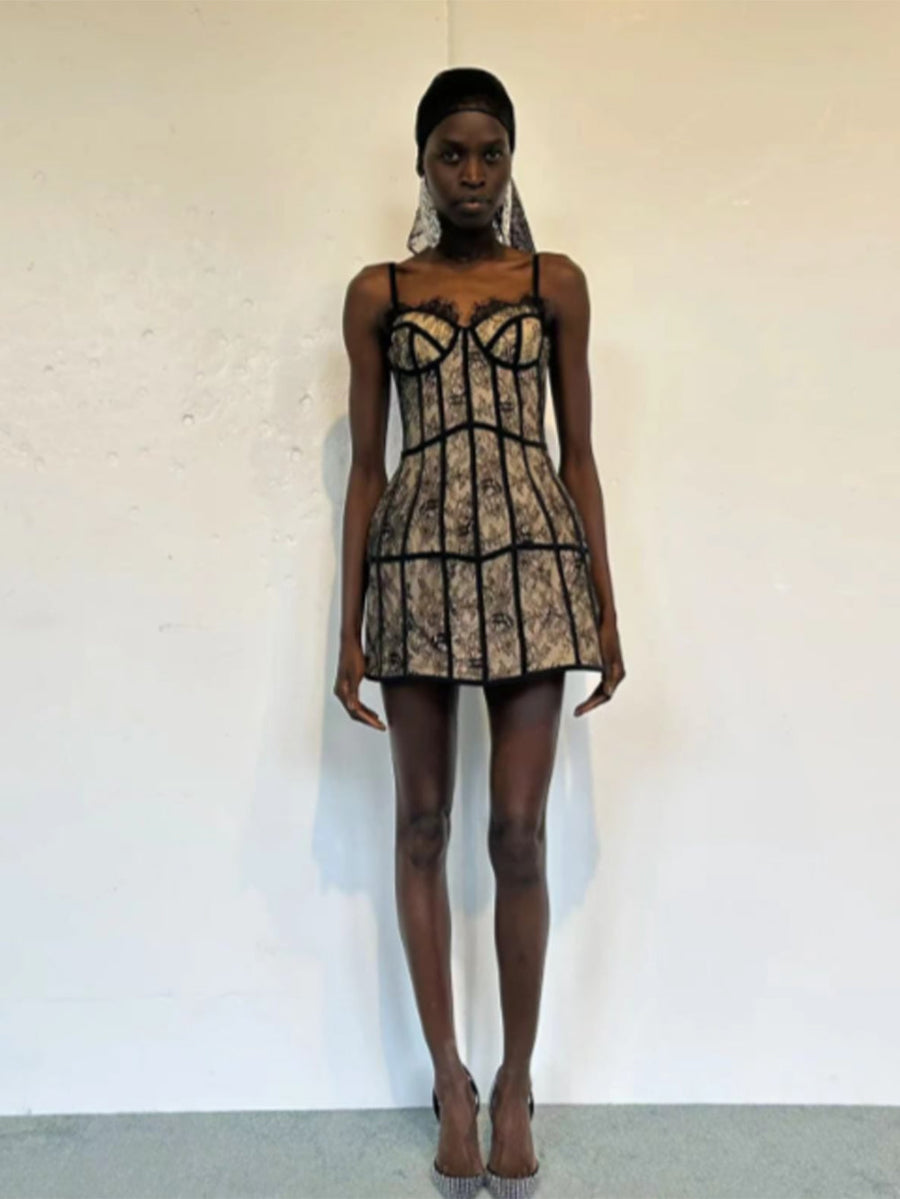 Ciel Siena — Open Back Lace A-Line Mini Dress
