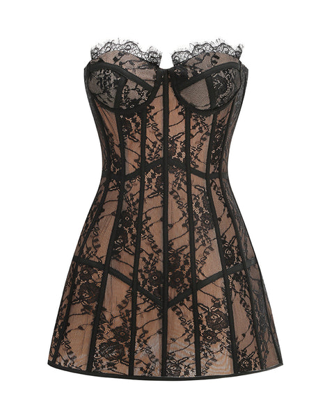 Open Back Lace A-Line Mini Dress