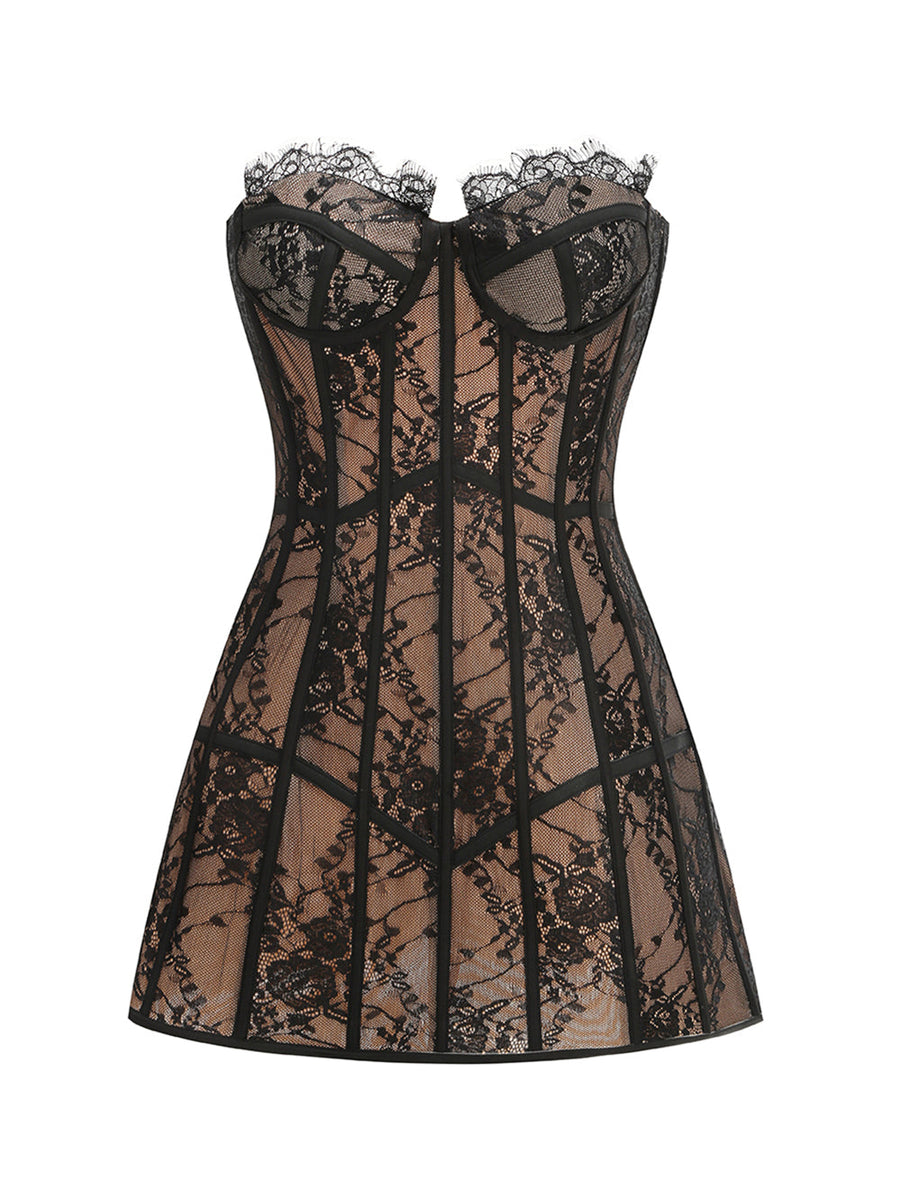 Ciel Siena — Open Back Lace A-Line Mini Dress, alternate view 2
