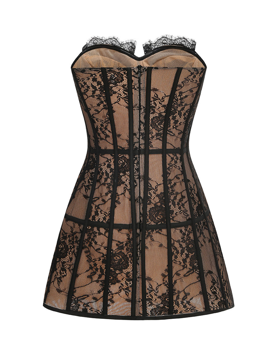 Open Back Lace A-Line Mini Dress