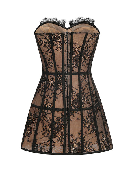 Open Back Lace A-Line Mini Dress