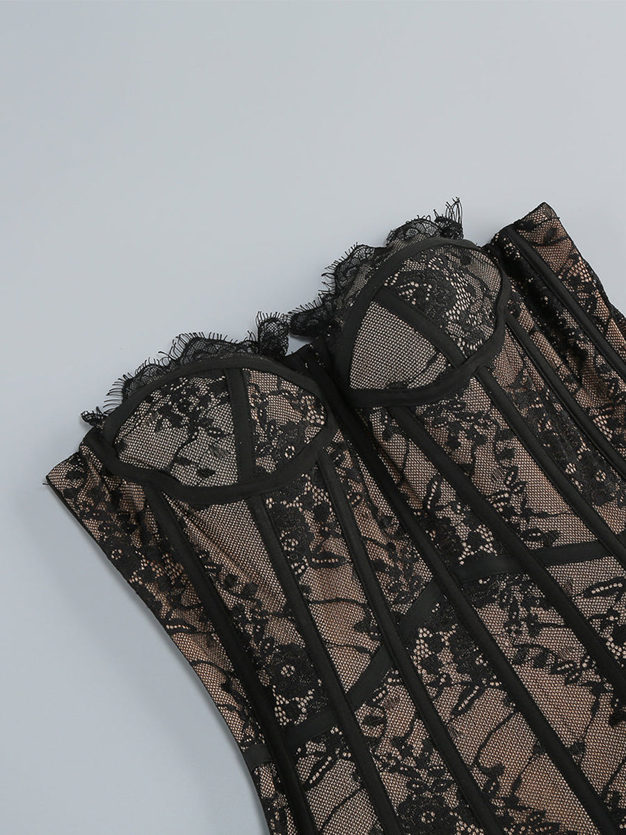 Open Back Lace A-Line Mini Dress