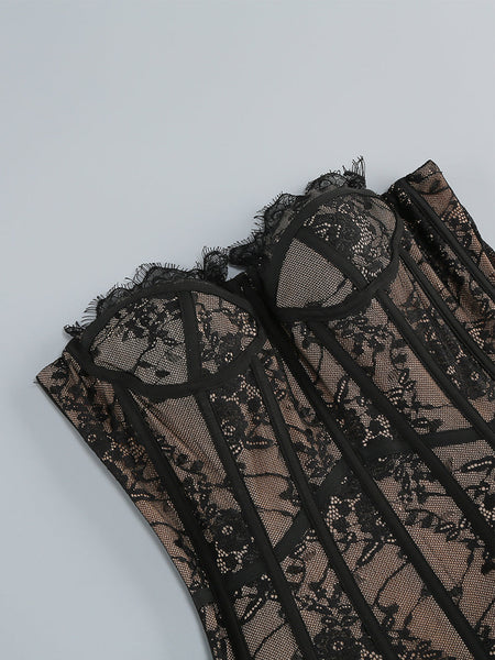 Open Back Lace A-Line Mini Dress