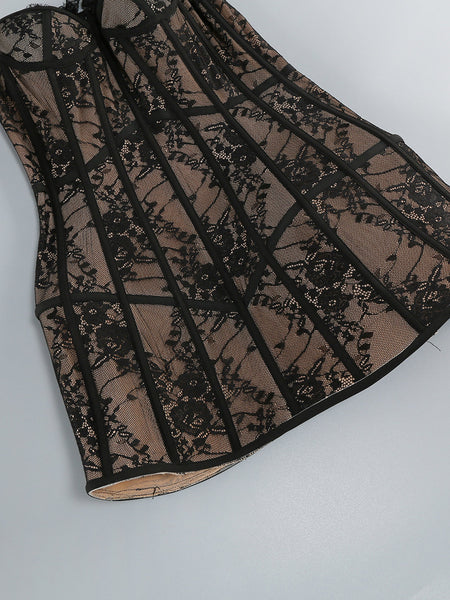 Open Back Lace A-Line Mini Dress