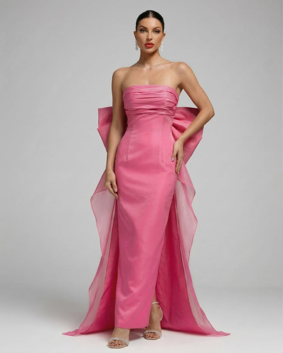 Vale Capri — Bowknot Draping Strapless Maxi Dress