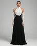 Neckholder-Kleid aus Blumenspitze mit Armstulpen
