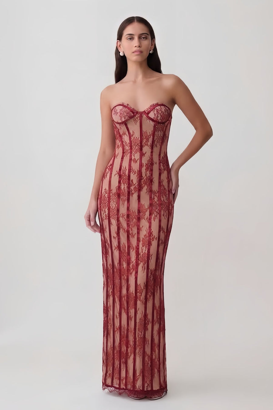 Floral Lace Back-Tie Bodycon Dress