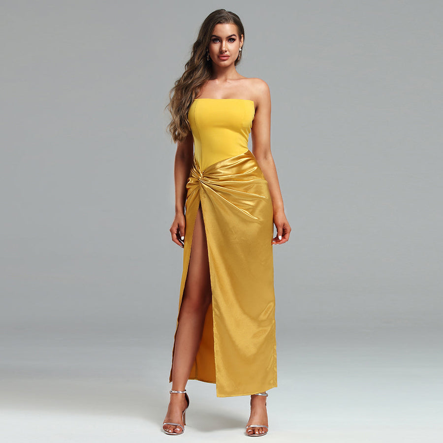 Fiorella Delacroix — Glamorous Draped Strapless Satin Corset Evening Gown, alternate view 2