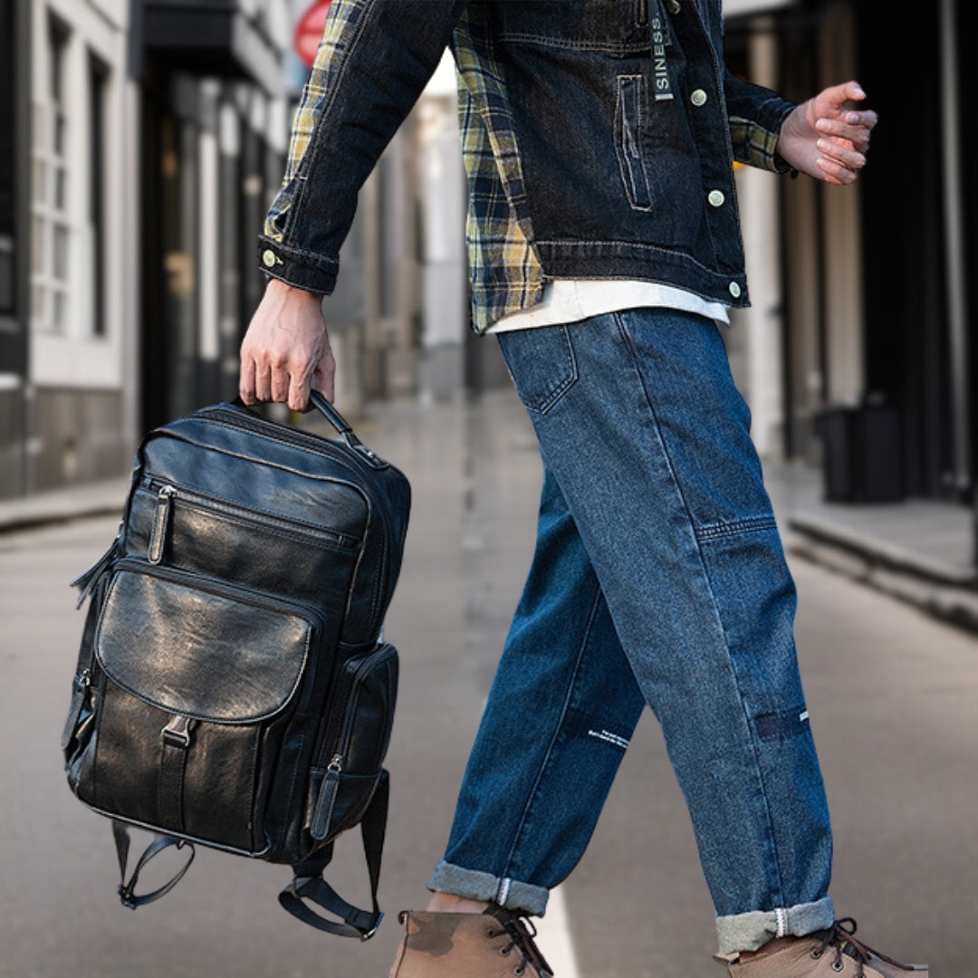 Zachary™ — Trendy Backpack made of Premium Leather Black Men's Statement Handbag, alternate view 3