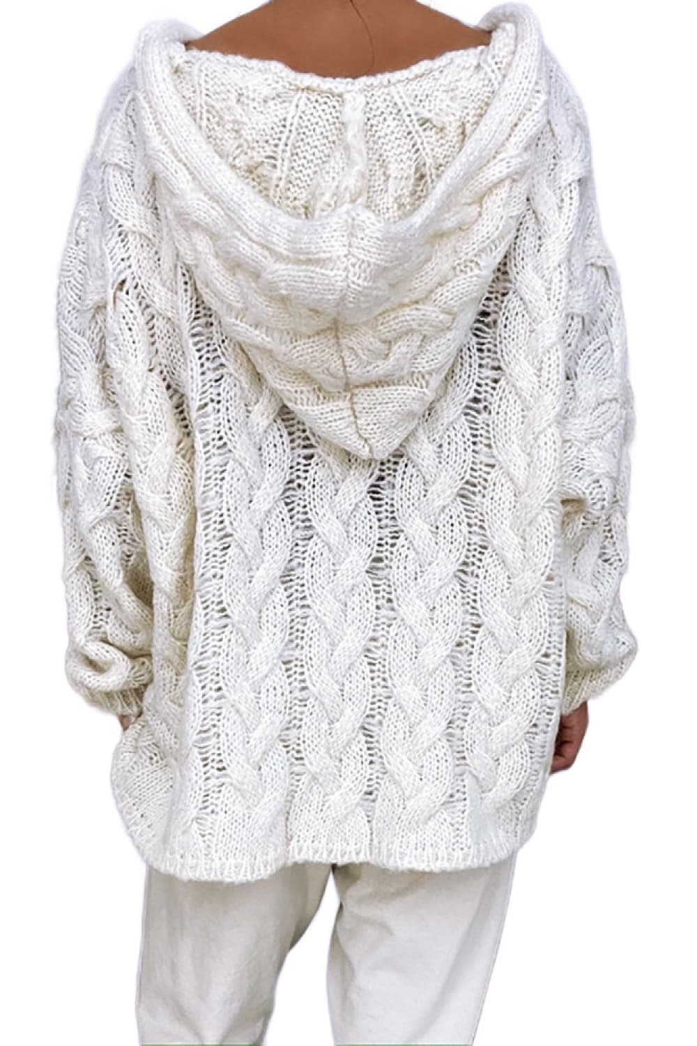 Winter Rivière — Cable-Knit Hooded Sweater, alternate view 9