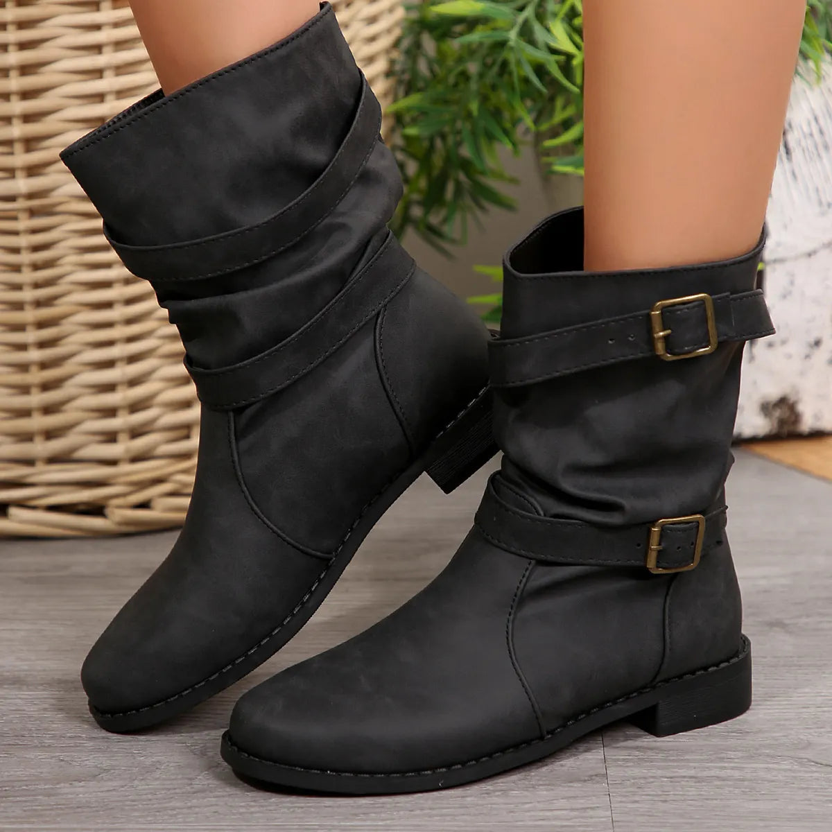 Zephyr Fiorenza — Mid-Calf Buckle Strap Boots Fashion Footwear, alternate view 3