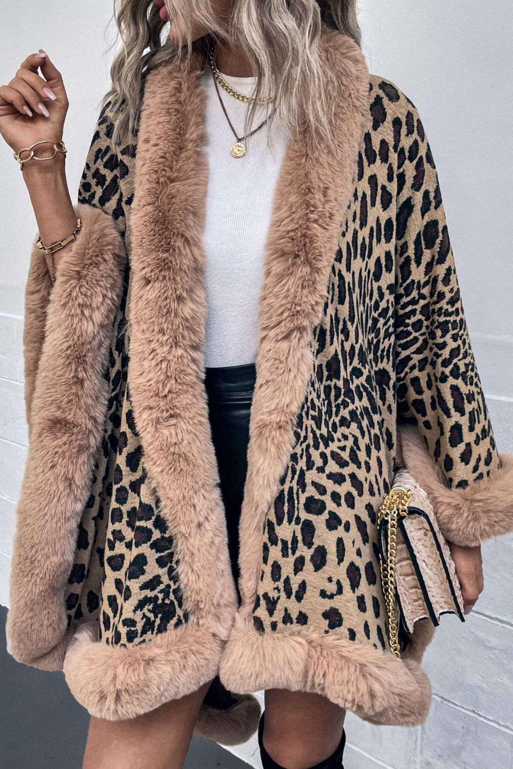 Sage Versailles — Leopard Open Front Poncho, alternate view 3