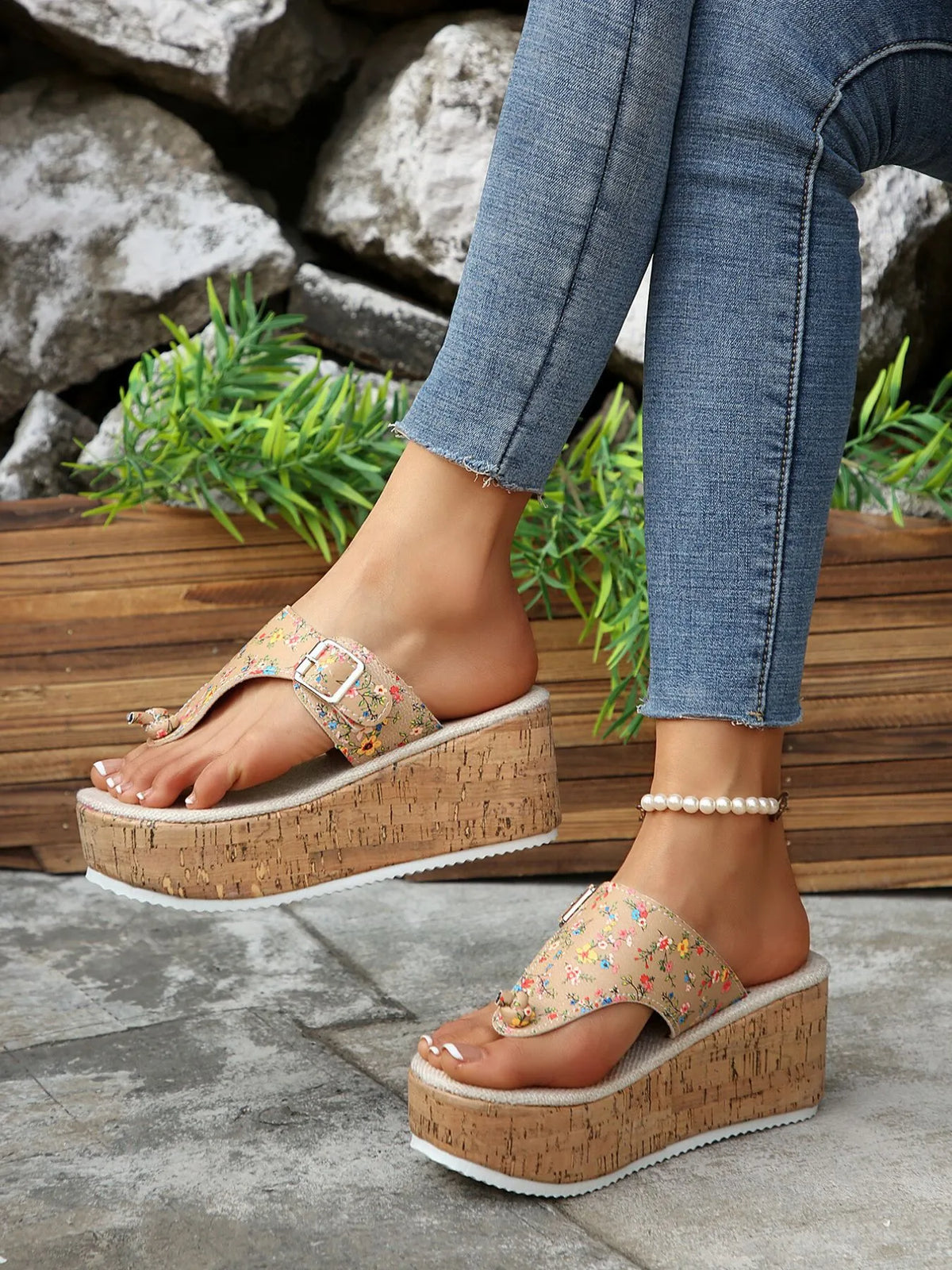 Jules Marino — Floral Print Wedge Platform Sandals Fashion Footwear, alternate view 8