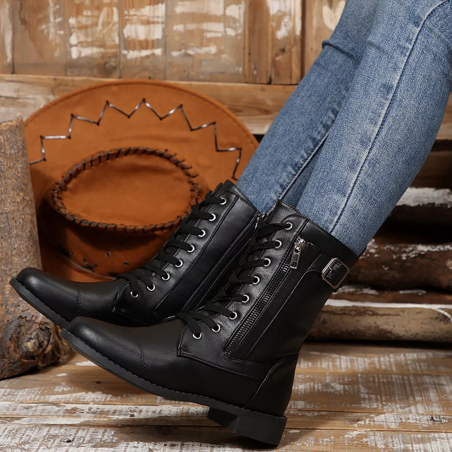 Zephyr Rosetti — Round Toe Block Heels Boots Fashion Footwear, alternate view 2