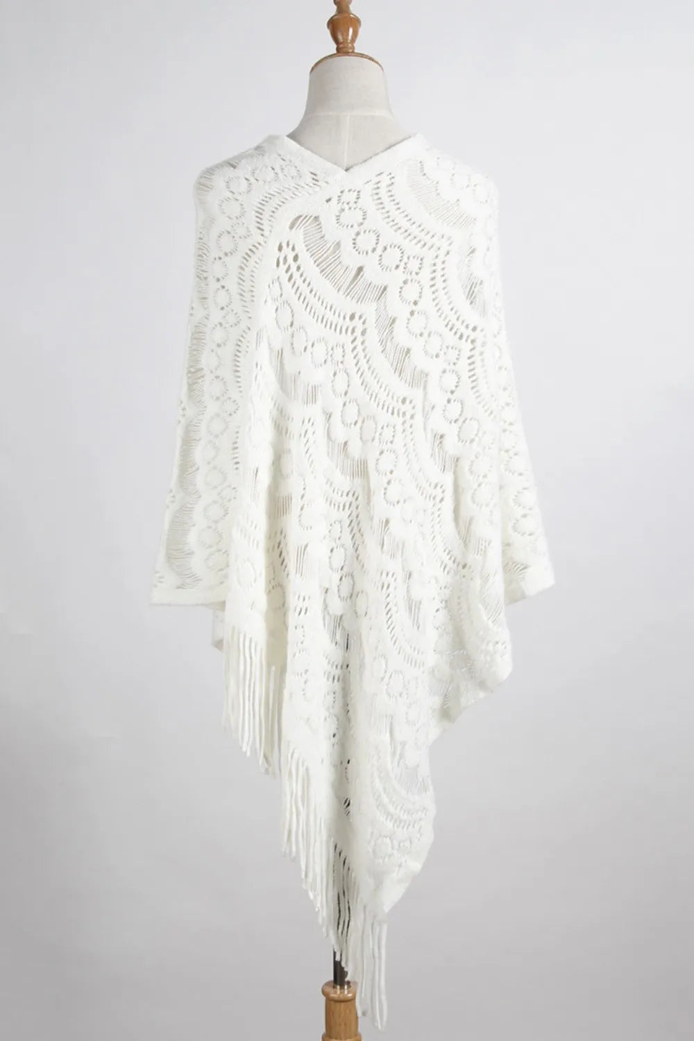 Lake Versailles — Fringe Openwork Surplice Cape Sleeve Poncho, alternate view 16