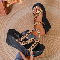 Ivory Venturi — Leopard Open Toe Wedge Sandals Leopard Fashion Footwear, alternate view 5