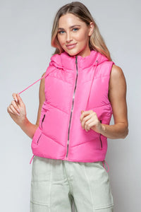 Hollis Rosetti — Snobbish Zip Up Quilted Hooded Vest Pink Coat or Jacket