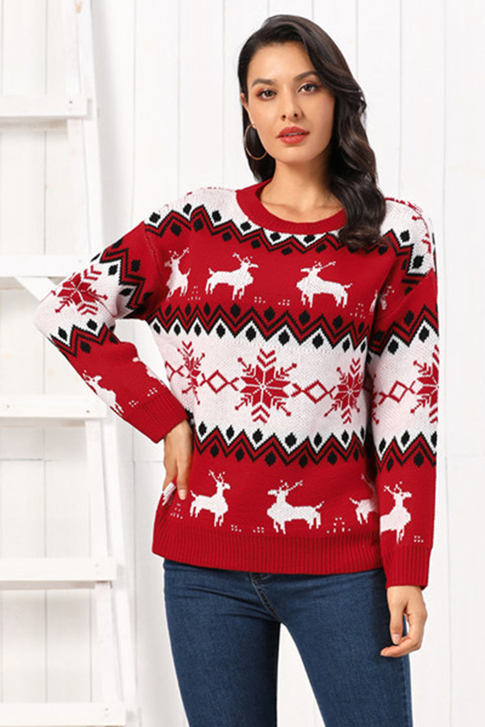 Onyx Rivière — Reindeer Round Neck Sweater, alternate view 4