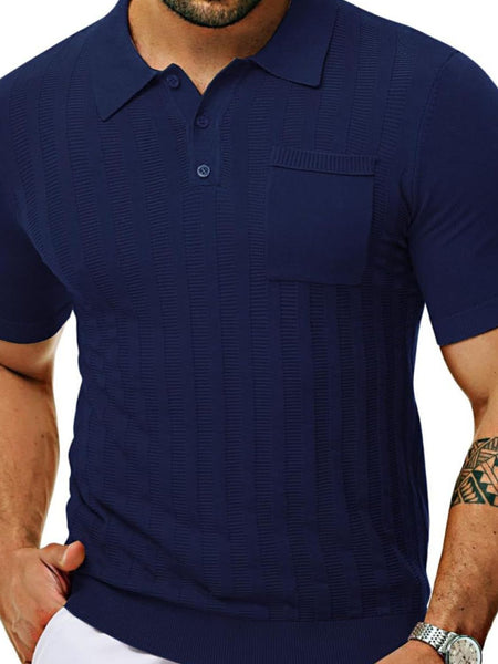 Men's Full Size Textured Short Sleeve Polo Plus Size - Opulent Empire