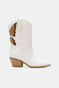 Nova Beaumont — Beast Fashion Butterfly Cut Detail Point Toe Boots White Fashion Footwear
