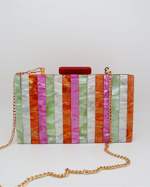 Women's Fashion Striped Acrylic Evening Bag