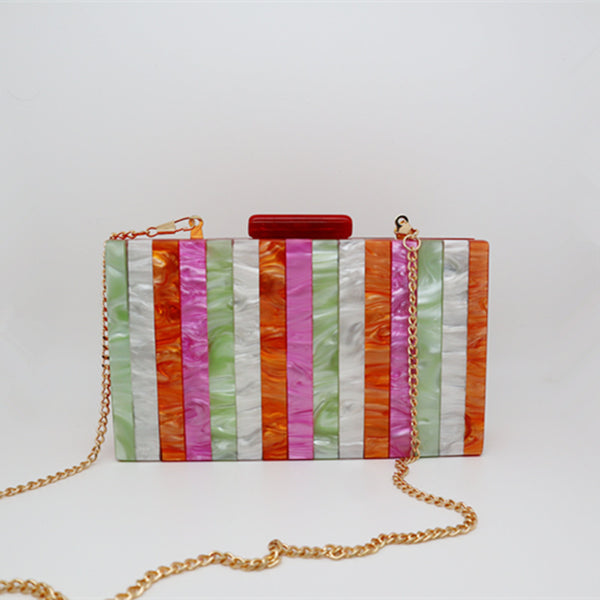 Women's Fashion Striped Acrylic Evening Bag