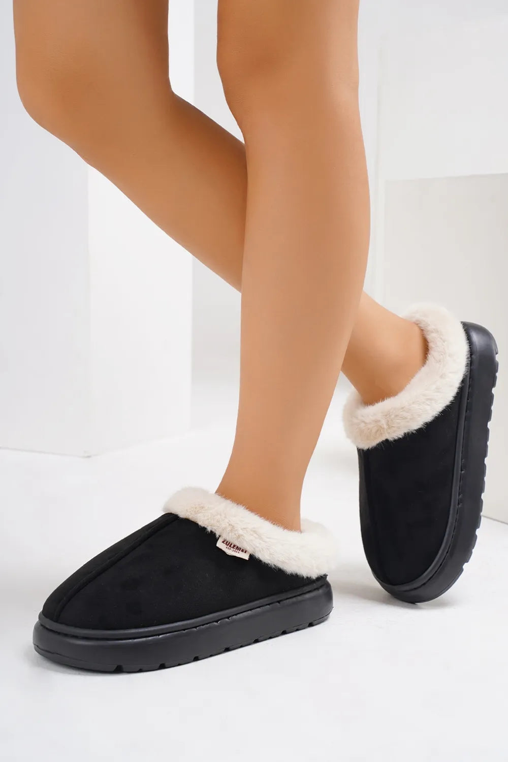 Blaise Allegra — Furry Round Toe Platform Slippers Fashion Footwear, alternate view 5