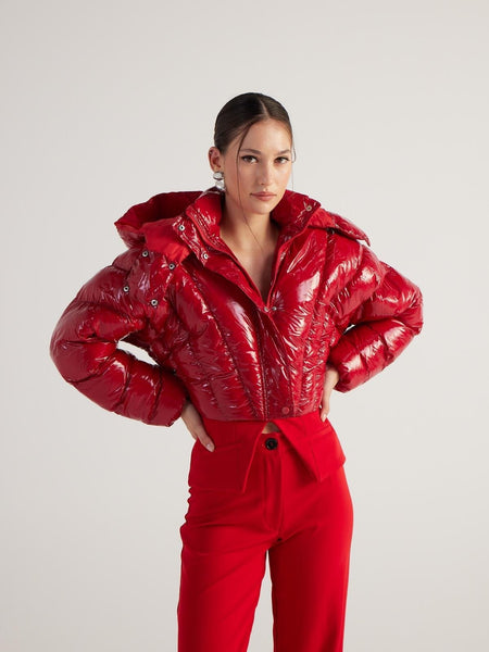 Aida Red Puffer Hooded Jacket