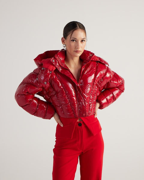 Aida Red Puffer Hooded Jacket