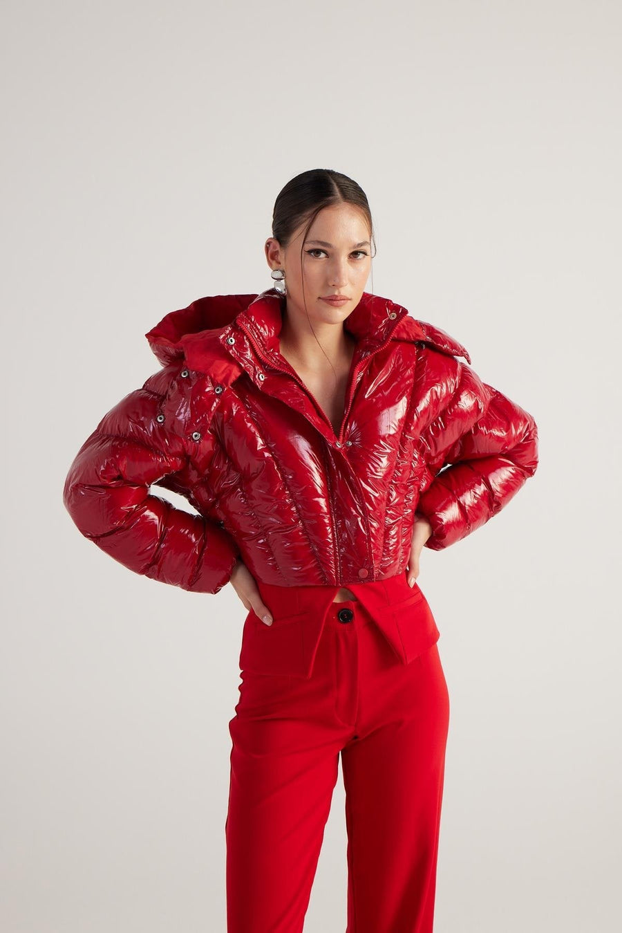 Aida — Red Puffer Hooded Jacket, alternate view 2