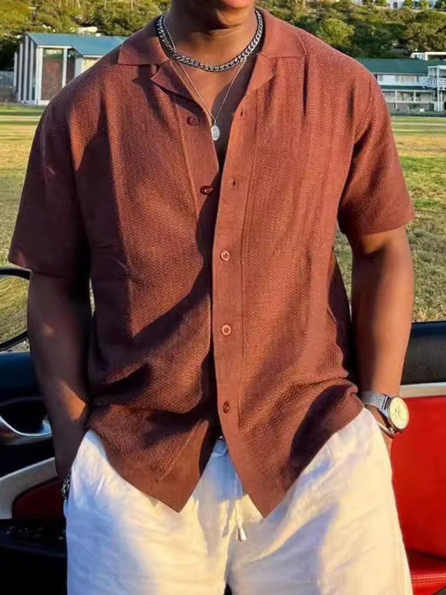 Men's Plus Size Button Down Short Sleeve Shirt - Opulent Empire