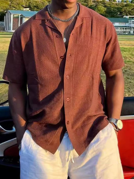 Men's Plus Size Button Down Short Sleeve Shirt - Opulent Empire