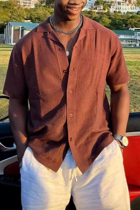 Men's Plus Size Button Down Short Sleeve Shirt - Opulent Empire