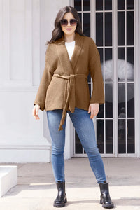 Sage Bellamy — Tied Open Front Long Sleeve Cardigan, alternate view 5