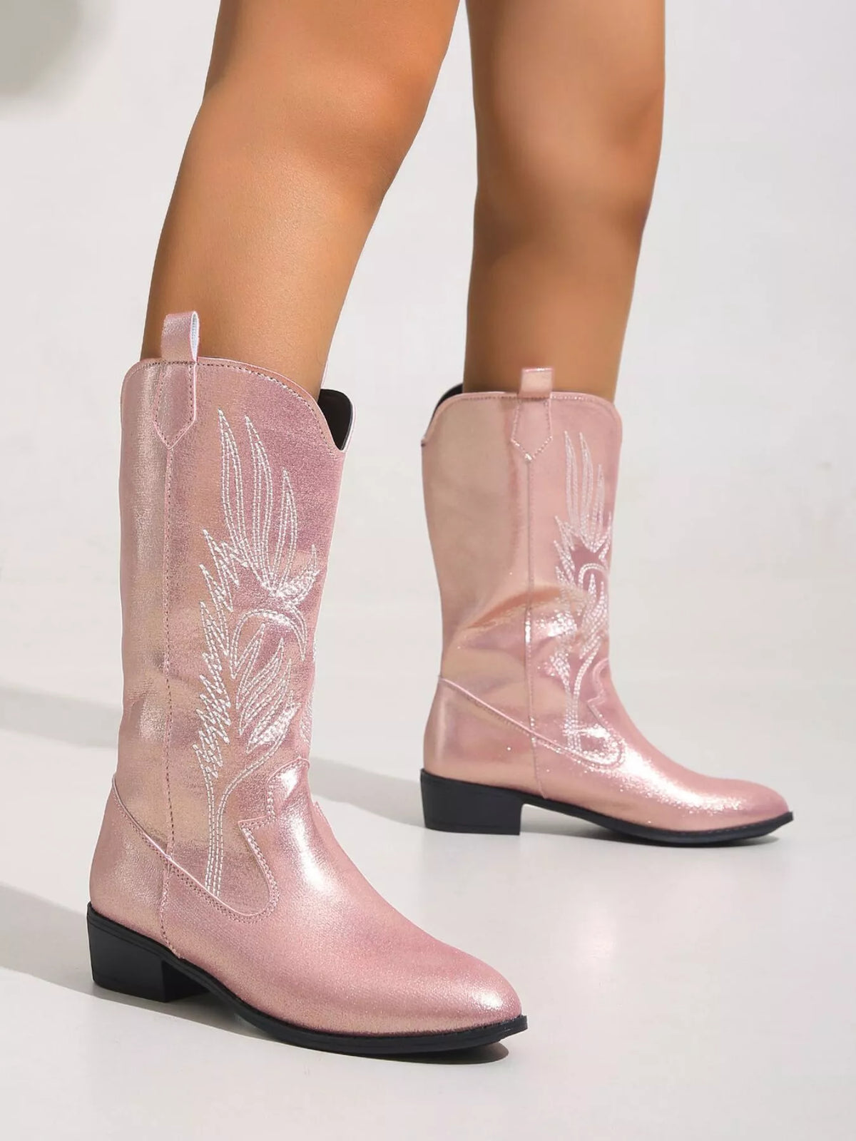 Sasha Venturi — Embroidered Block Heels Boots Fashion Footwear, alternate view 7
