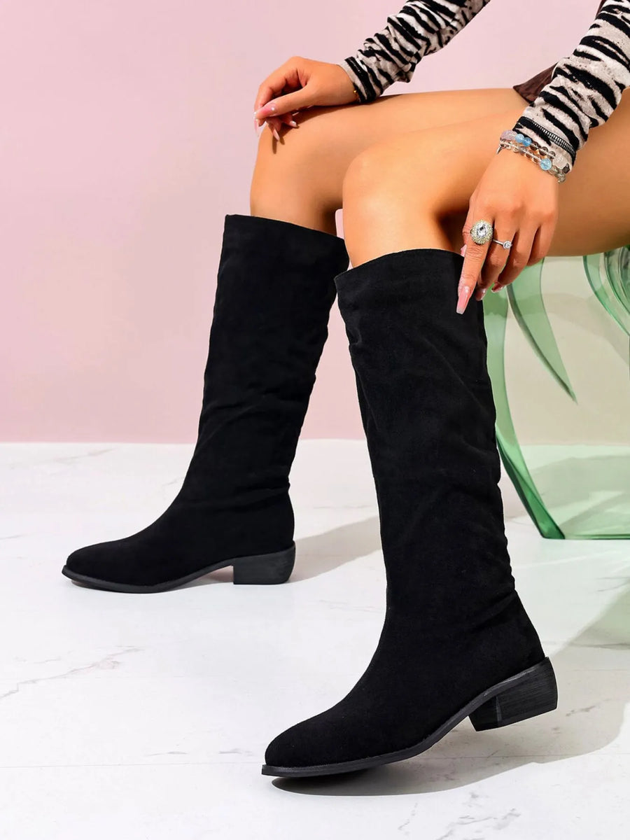 Ellis Saint-Clair — Point Toe Block Heels Boots Fashion Footwear