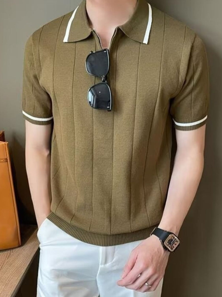 Men's Plus Size Quarter Zip Short Sleeve Polo - Opulent Empire