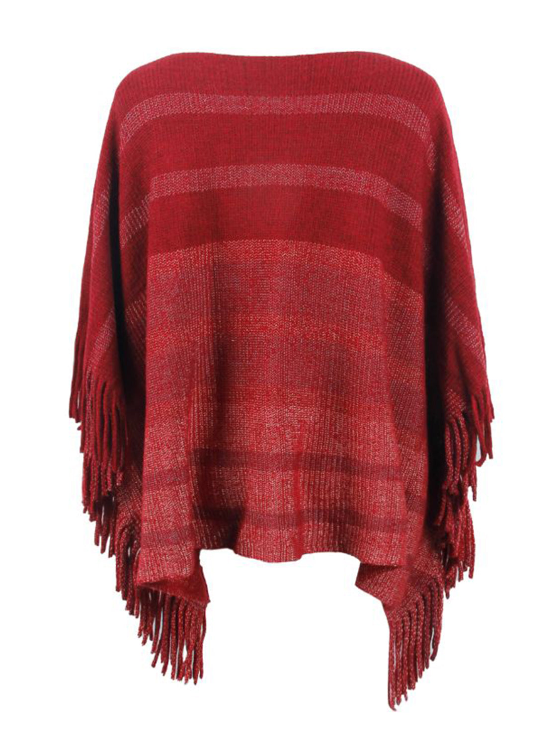Emery Versailles — Striped Boat Neck Poncho with Fringes, alternate view 11