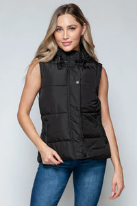 Marlowe Rosetti — Snobbish Snap and Zip Closure Hooded Vest Midnight/Black Coat or Jacket