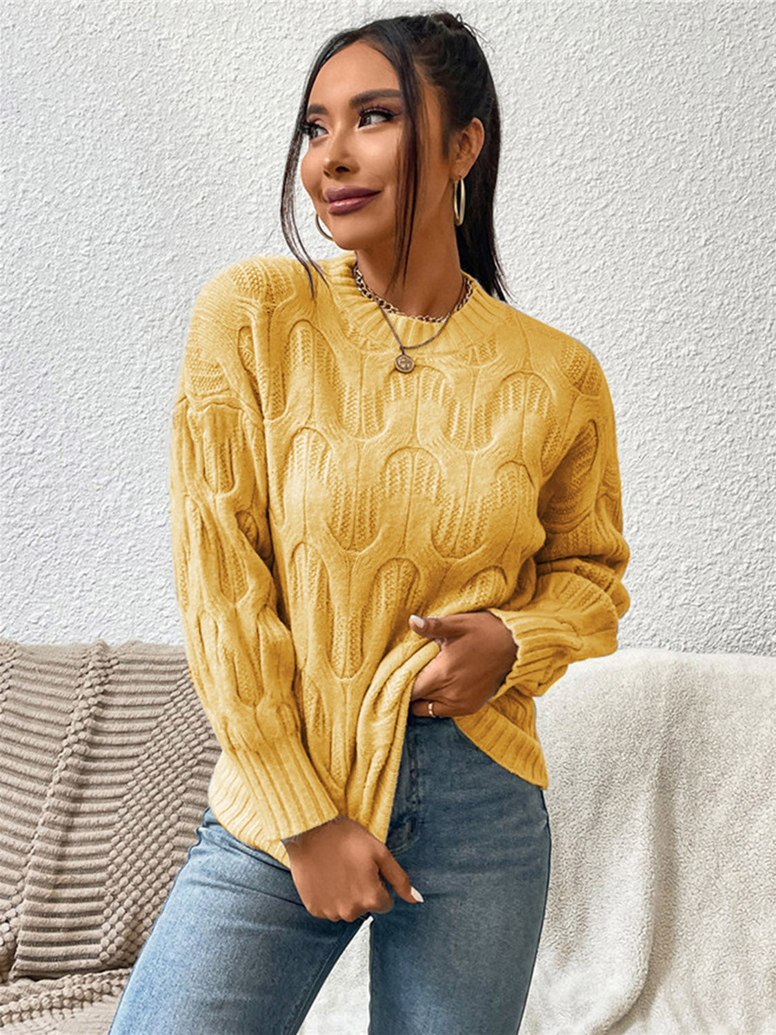 Monroe Delacroix — Round Neck Long Sleeve Sweater, alternate view 19