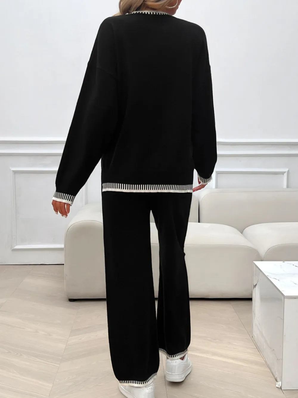 Marlowe Valmont — Devine Round Neck Dropped Shoulder Top and Pants Sweater Set, alternate view 21