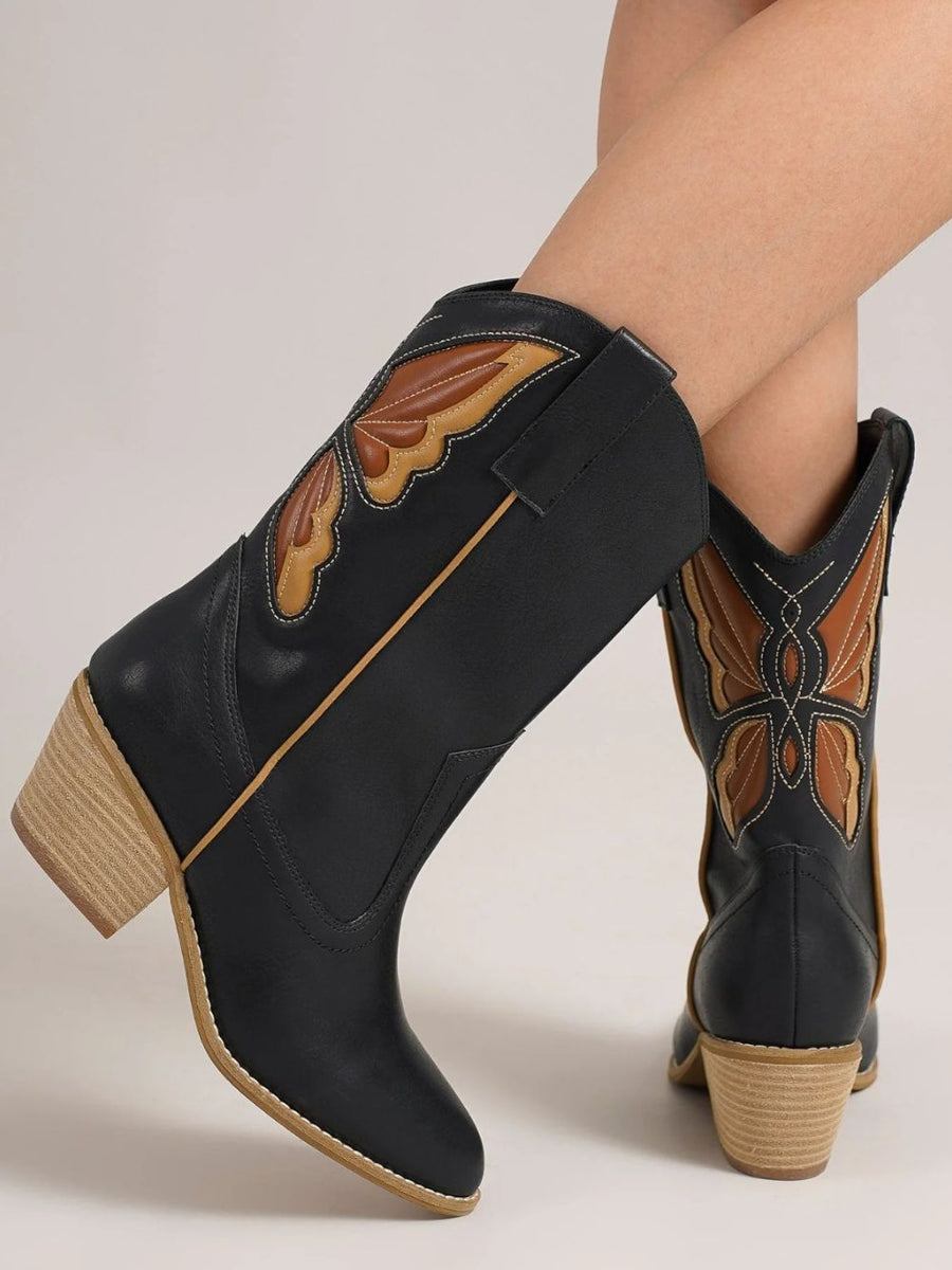 Beast Fashion Butterfly Cut Detail Point Toe Boots - Opulent Empire