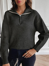 Lior Moreau — Half Zip Dropped Shoulder Sweater, alternate view 7