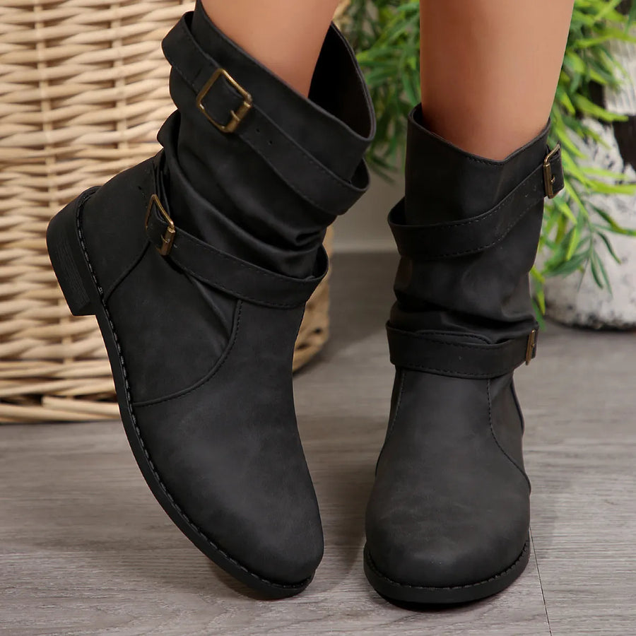 Zephyr Fiorenza — Mid-Calf Buckle Strap Boots Fashion Footwear, alternate view 2