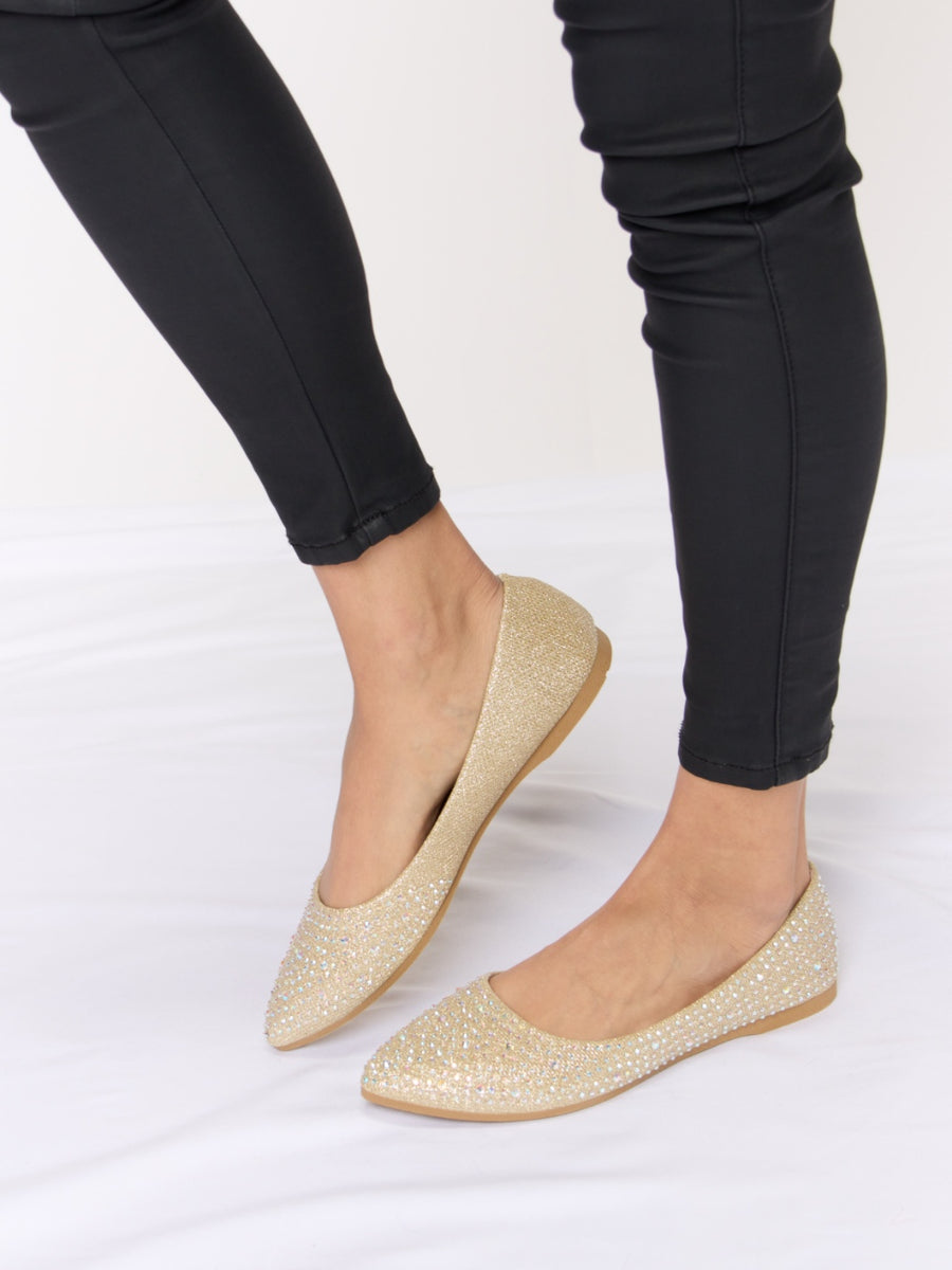 Forever Link Rhinestone Point Toe Flat Slip-Ons - Opulent Empire